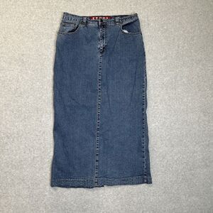 Ethyl Vintage‎ Y2K Long Modest WESTERN Denim Maxi Skirt Size 10 Grunge Chambray